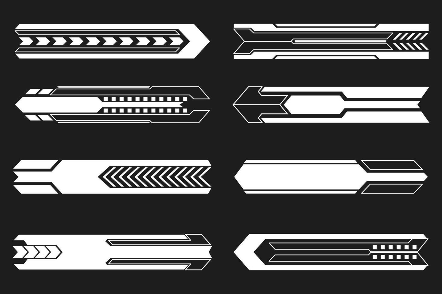 Cyberpunk Futuristic Horizontal Divider Graphic Set HUD Interface Elements vector