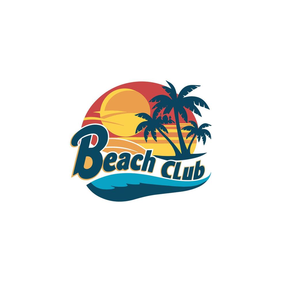 summer beach with palm trees and a beach scene vector