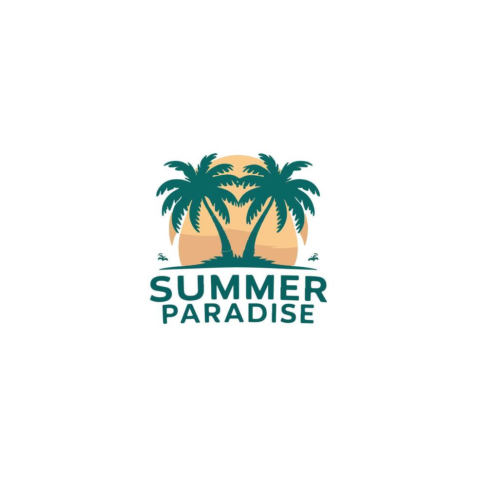 summer beach with palm trees and a beach scene vector