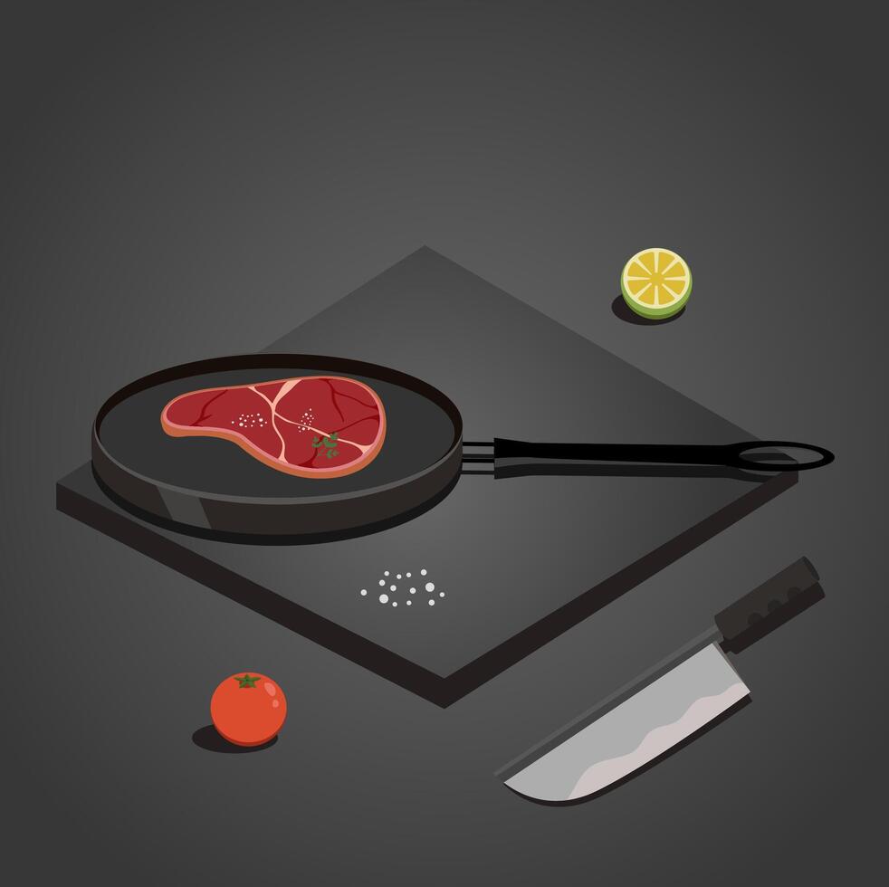 Frying pan food isometry vector