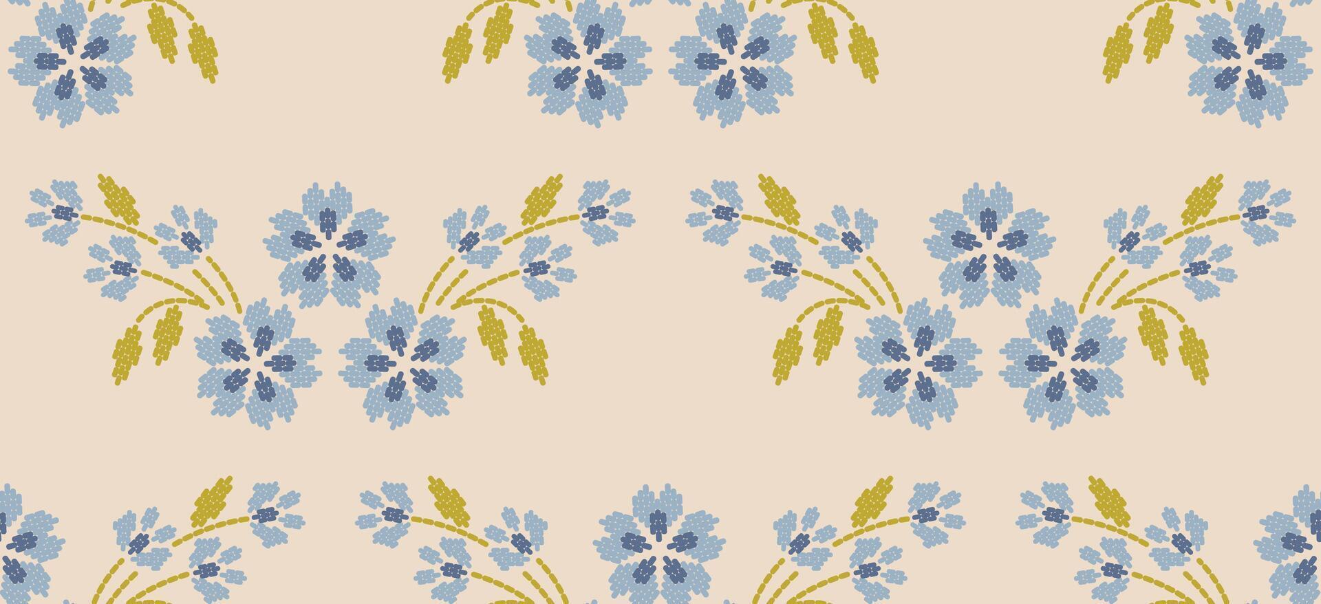 Motif ethnic handmade border beautiful art. Ethnic leaf floral background art. folk embroidery Mexican, Peruvian, Indian, Asia, Moroccan, Turkey Uzbek style. Embroidery pattern design hem skirt. vector
