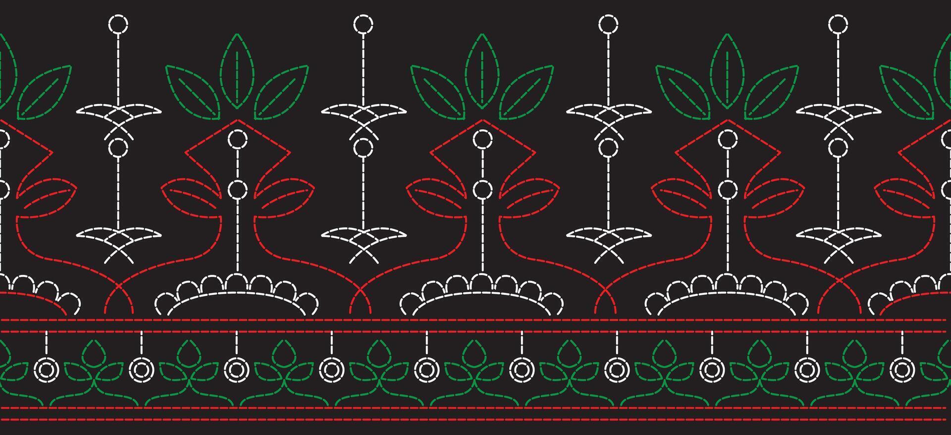Beautiful Embroidery Ethnic vintage pattern on fabric, embellishing the neckline, decorat the skirt, boho Ethnic embroidery. The sweet, beautiful botanica embroidery. vector