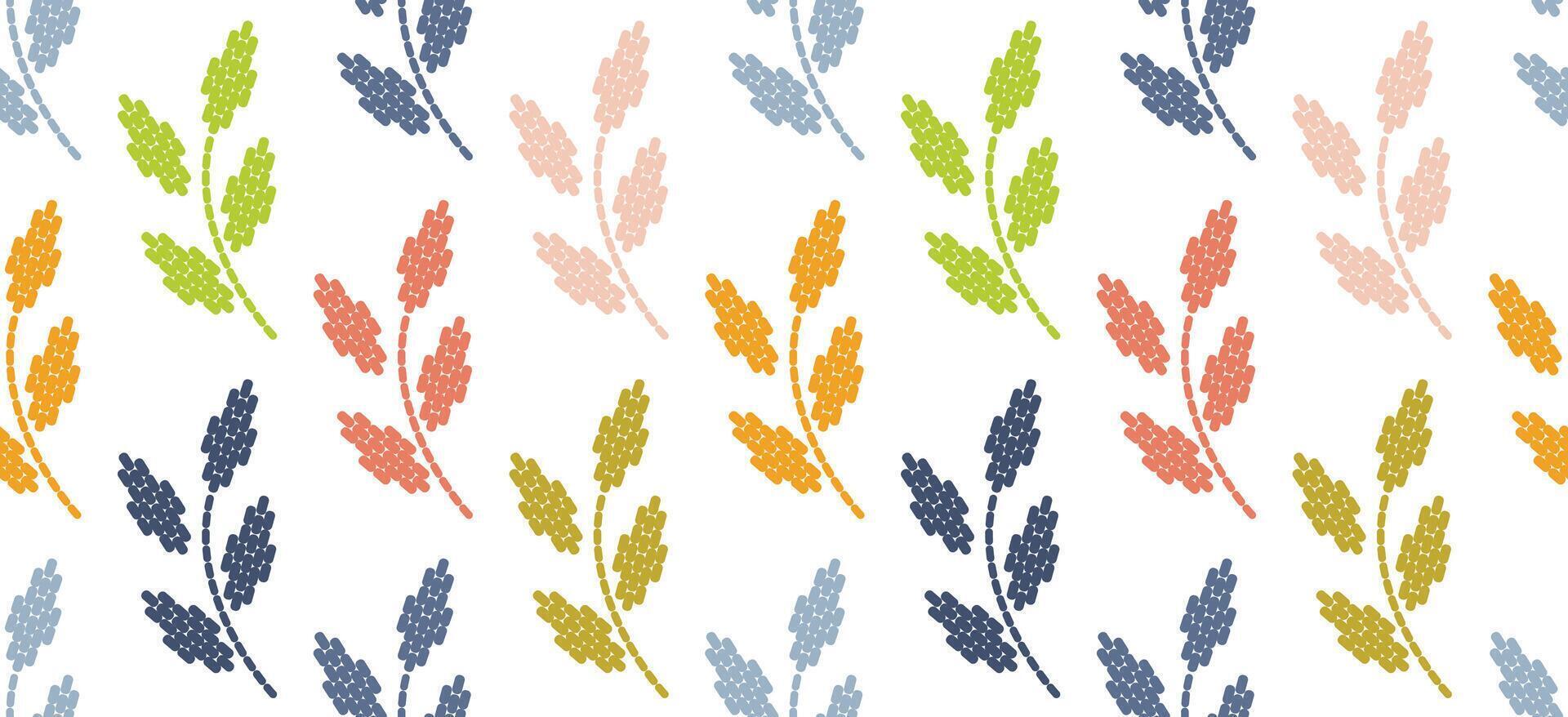 Ethnic leaf background art. Seamless pattern in tribal, folk embroidery, and Mexican style. Aztec geometric art ornament print.Design for carpet, wallpaper, clothing, wrapping, fabric, cover vector