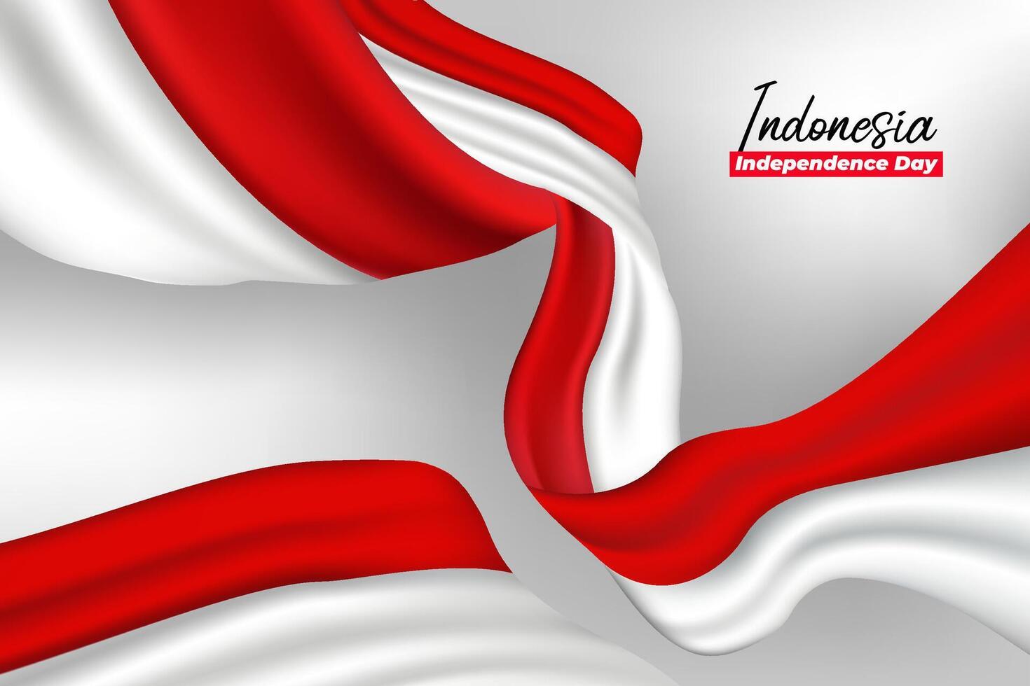 Indonesia realistic flag waving red, white Independence Day vector