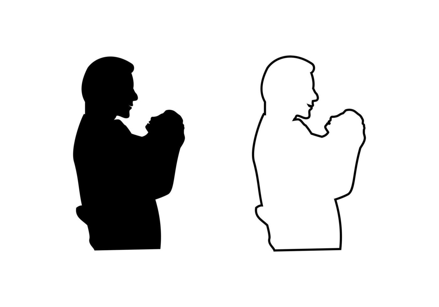 Father and Daughter Silhouette Design Illustration vector