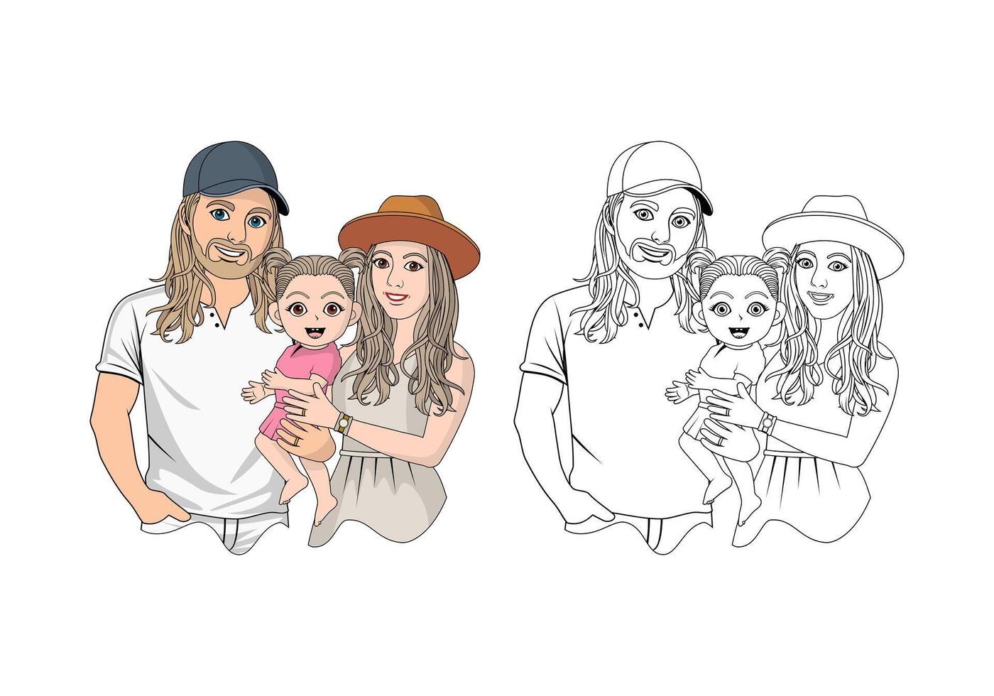Family Cartoon Character Design Illustration vector
