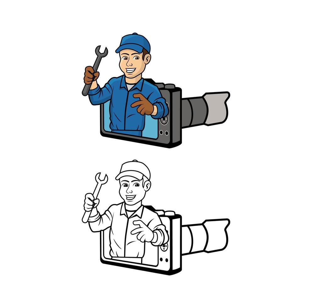 Camera Technician Character Design Illustration vector