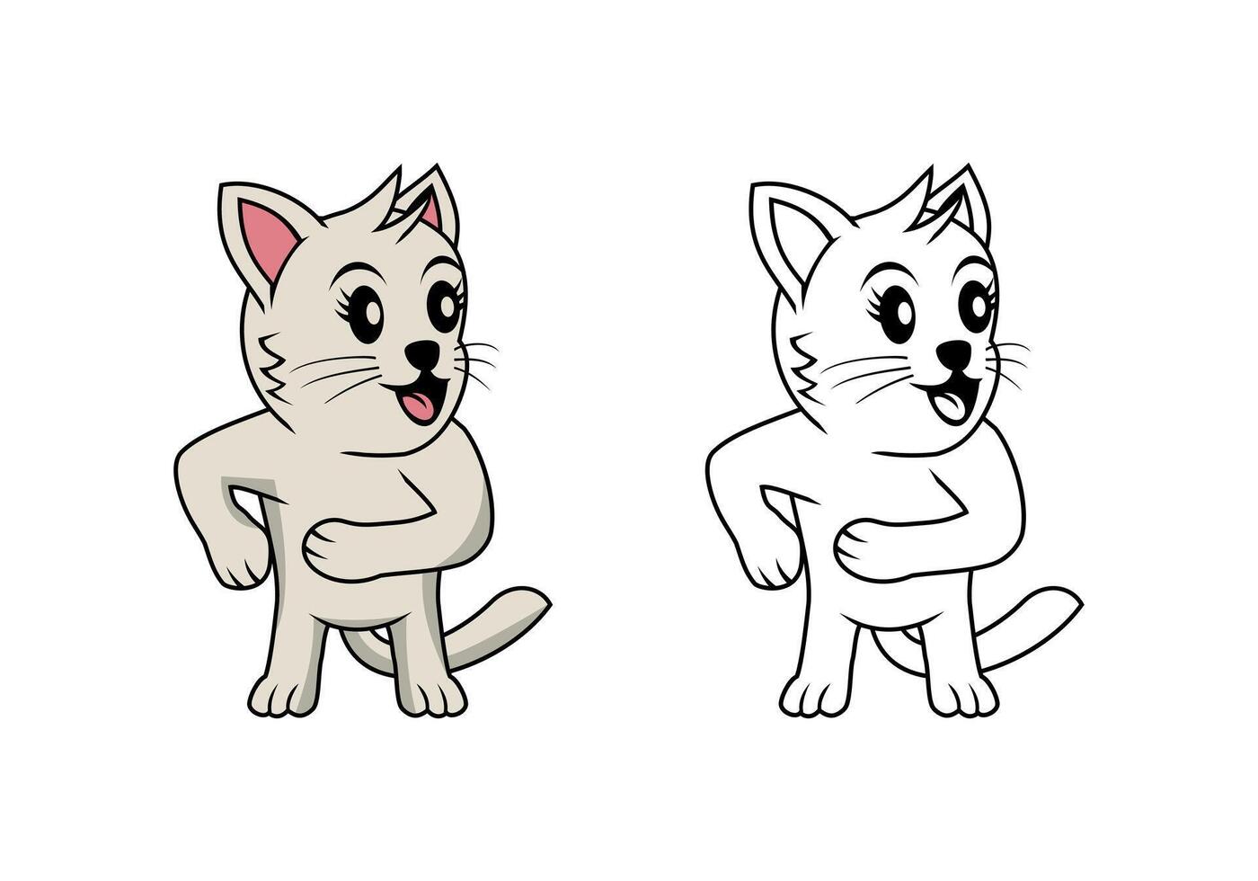 Cute Cat Cartoon Character Design Illustration vector