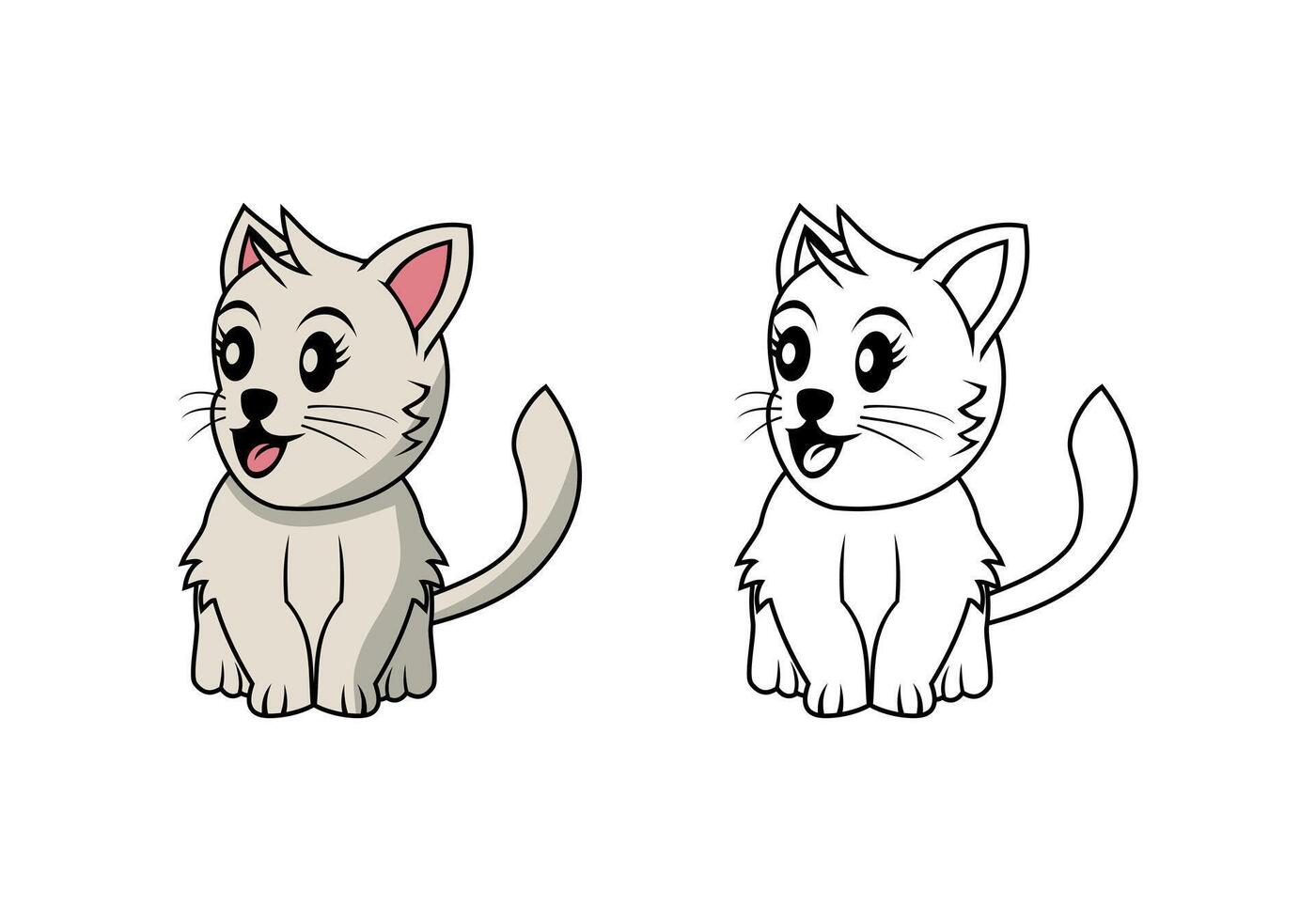 Cute Cat Cartoon Character Design Illustration vector