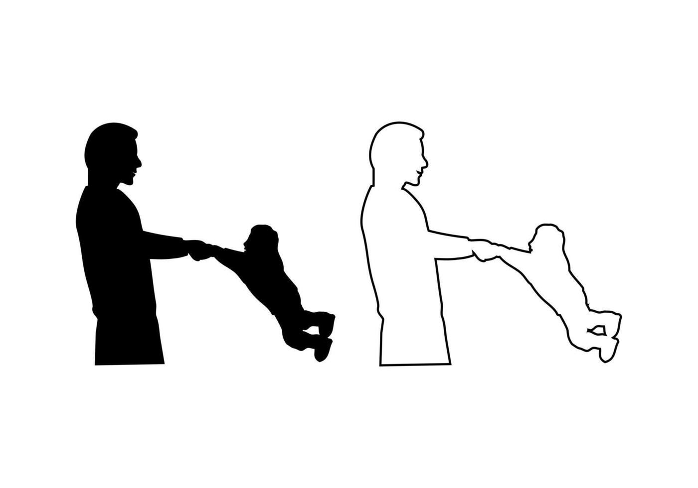Father and Daughter Silhouette Design Illustration vector
