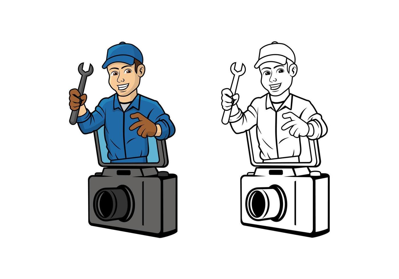 Camera Technician Character Design Illustration vector