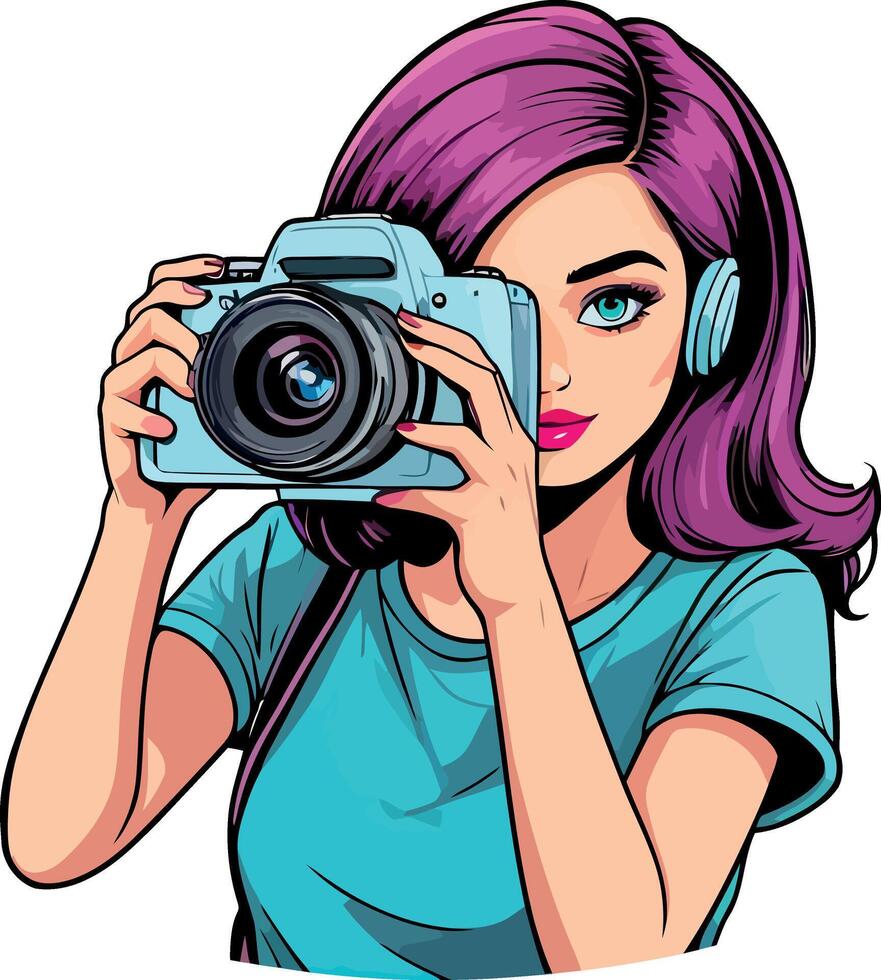 Professional photographer taking pictures on National Photography Day Concept. vector