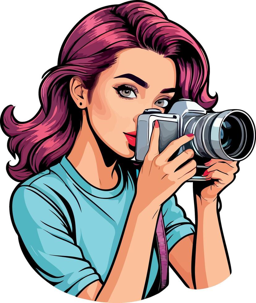 Professional photographer taking pictures on National Photography Day Concept. vector