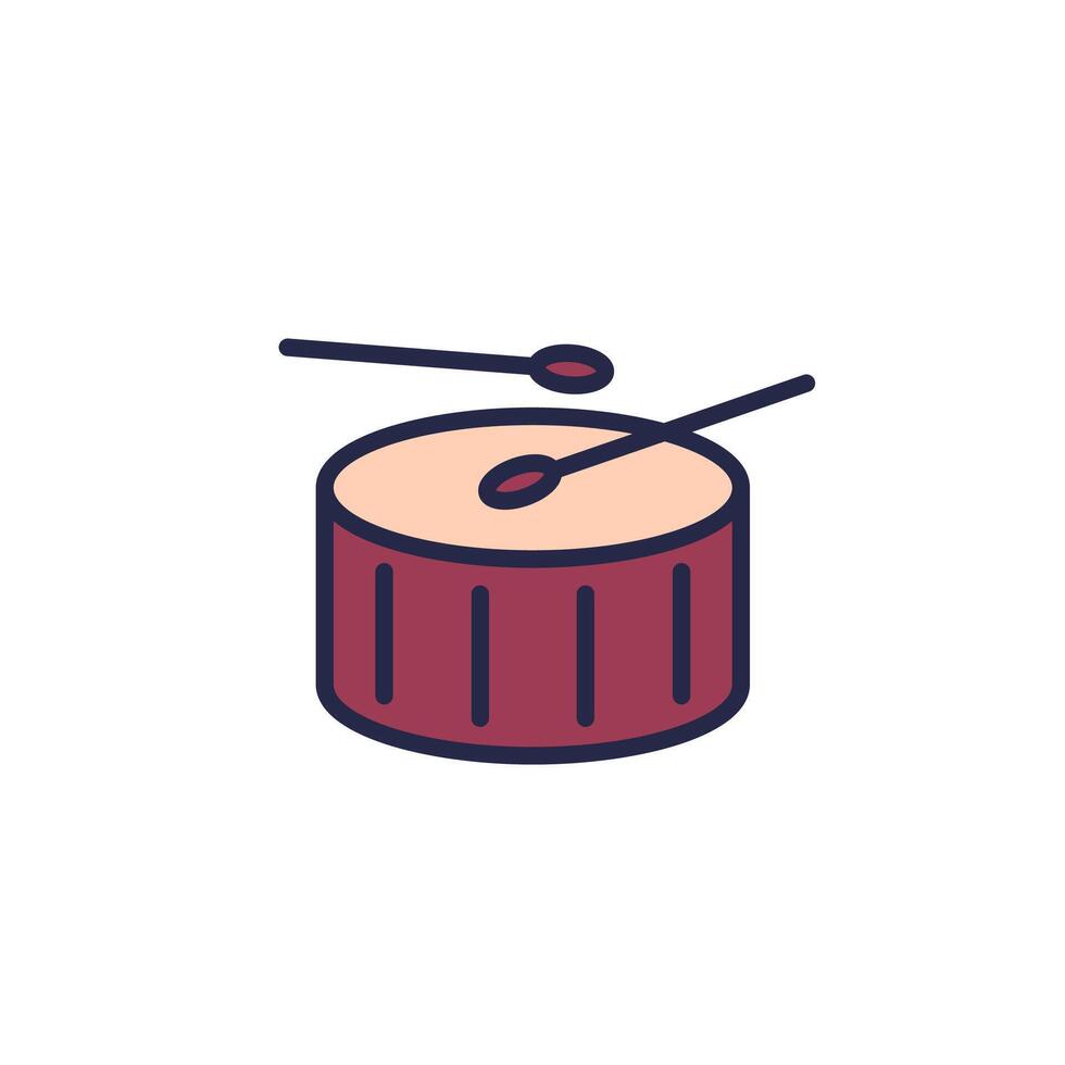 Drum icon on white with outline vector