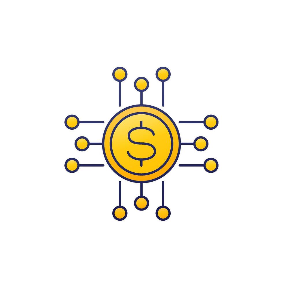 income streams or sources icon with outline vector