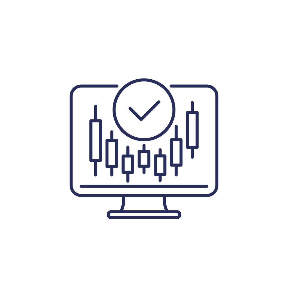 trading line icon with candlestick chart vector
