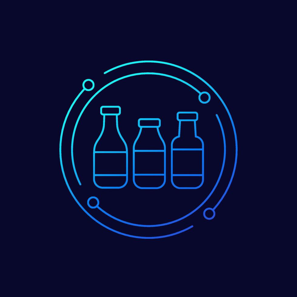 glass bottles icon, linear design vector