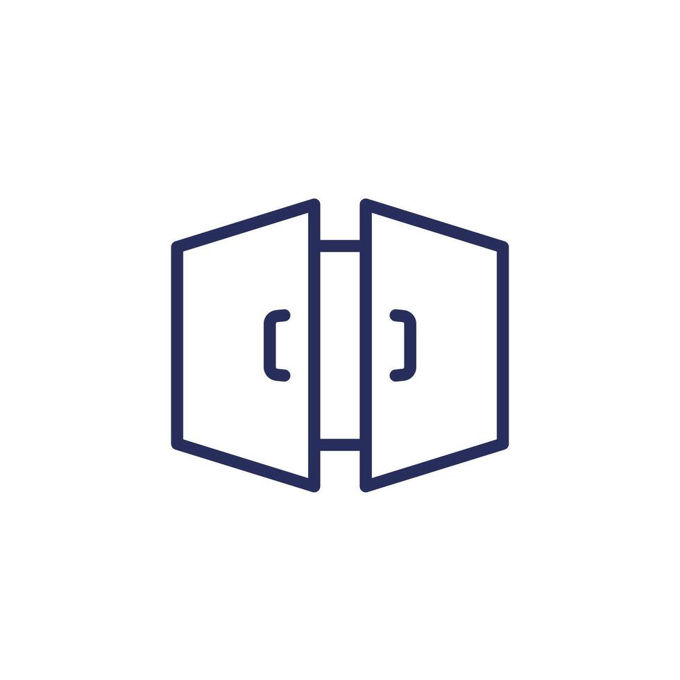double door icon, line vector