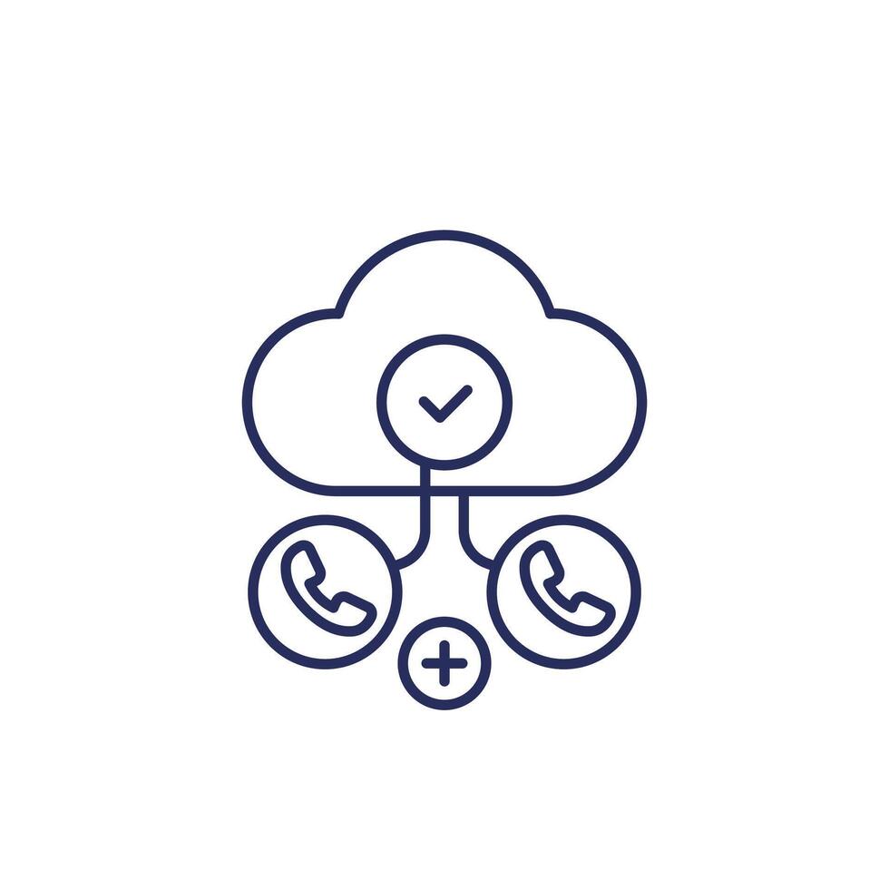 Voip telephony line icon with a cloud vector