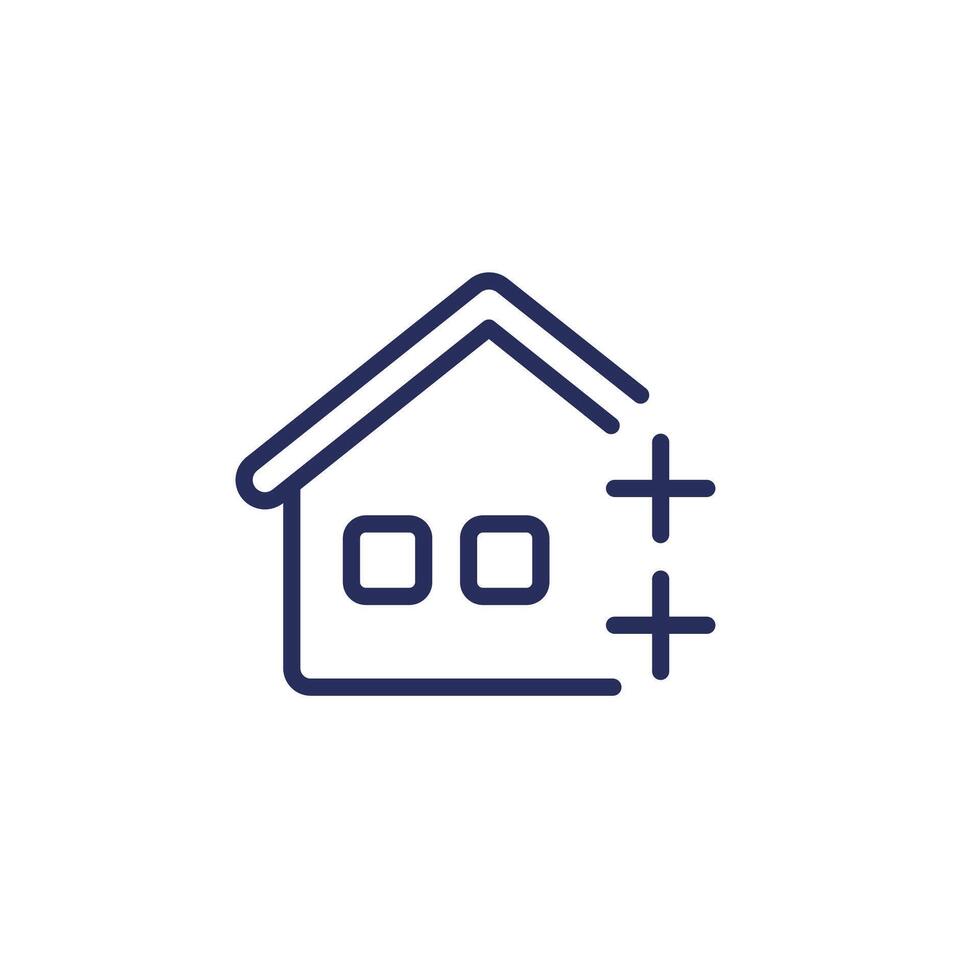 house extension line icon, extend a home vector