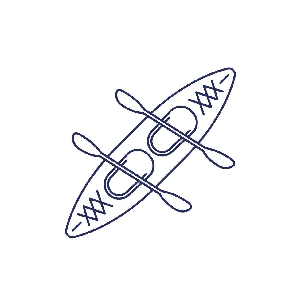 double kayak icon on white, line vector