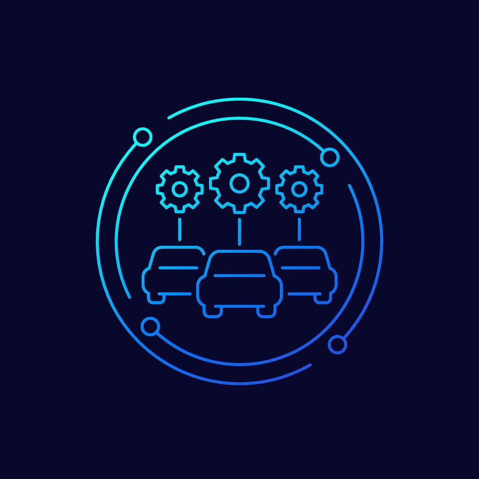 car fleet management icon, linear design vector