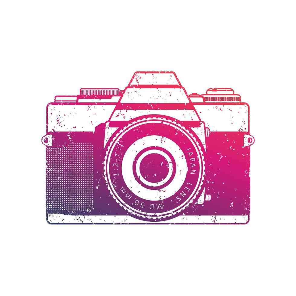 Retro camera , old analog slr over white vector