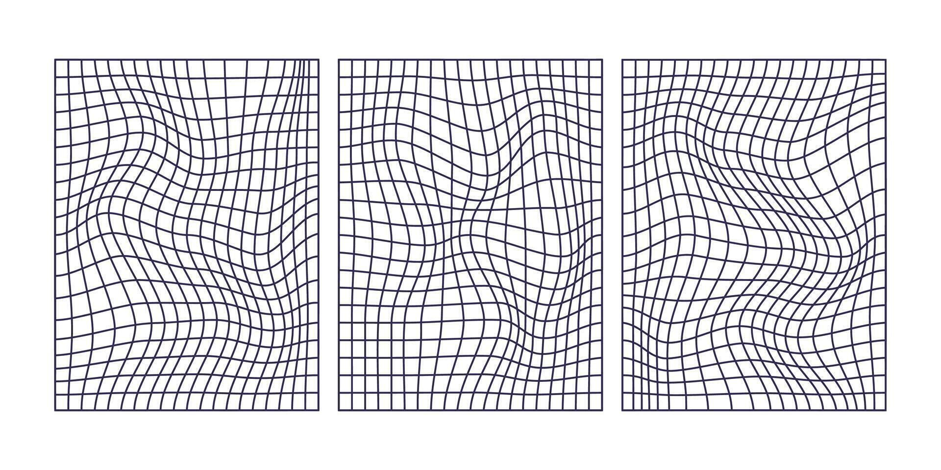grids, distorted wireframes for poster design vector