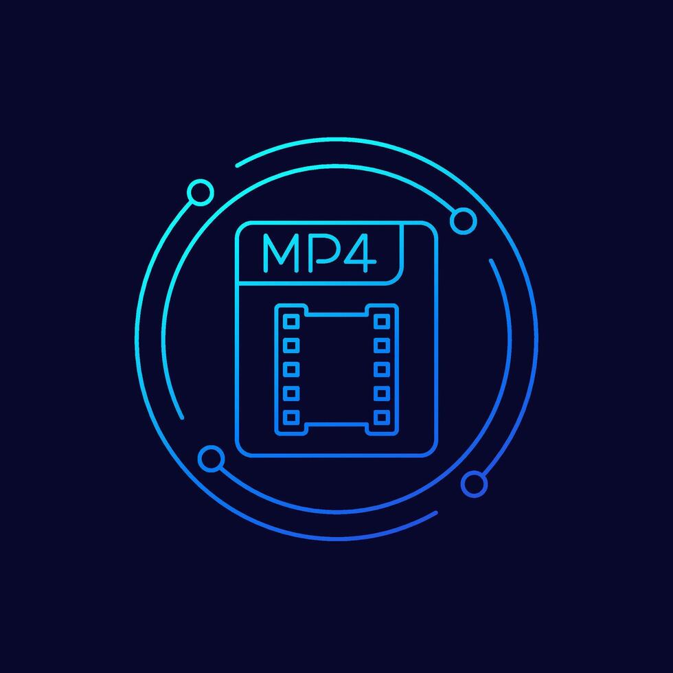 mp4 file icon, linear design vector