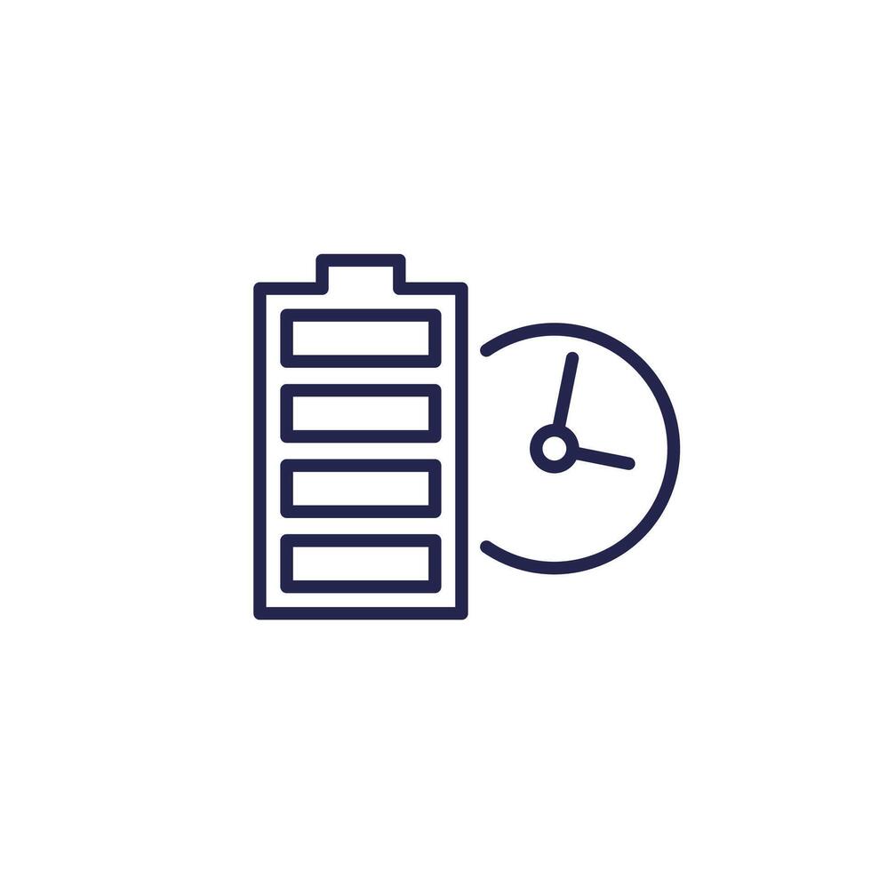 long battery life icon, line vector
