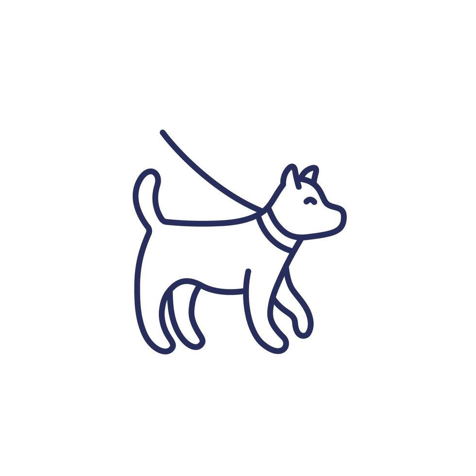 dog on a leash line icon vector