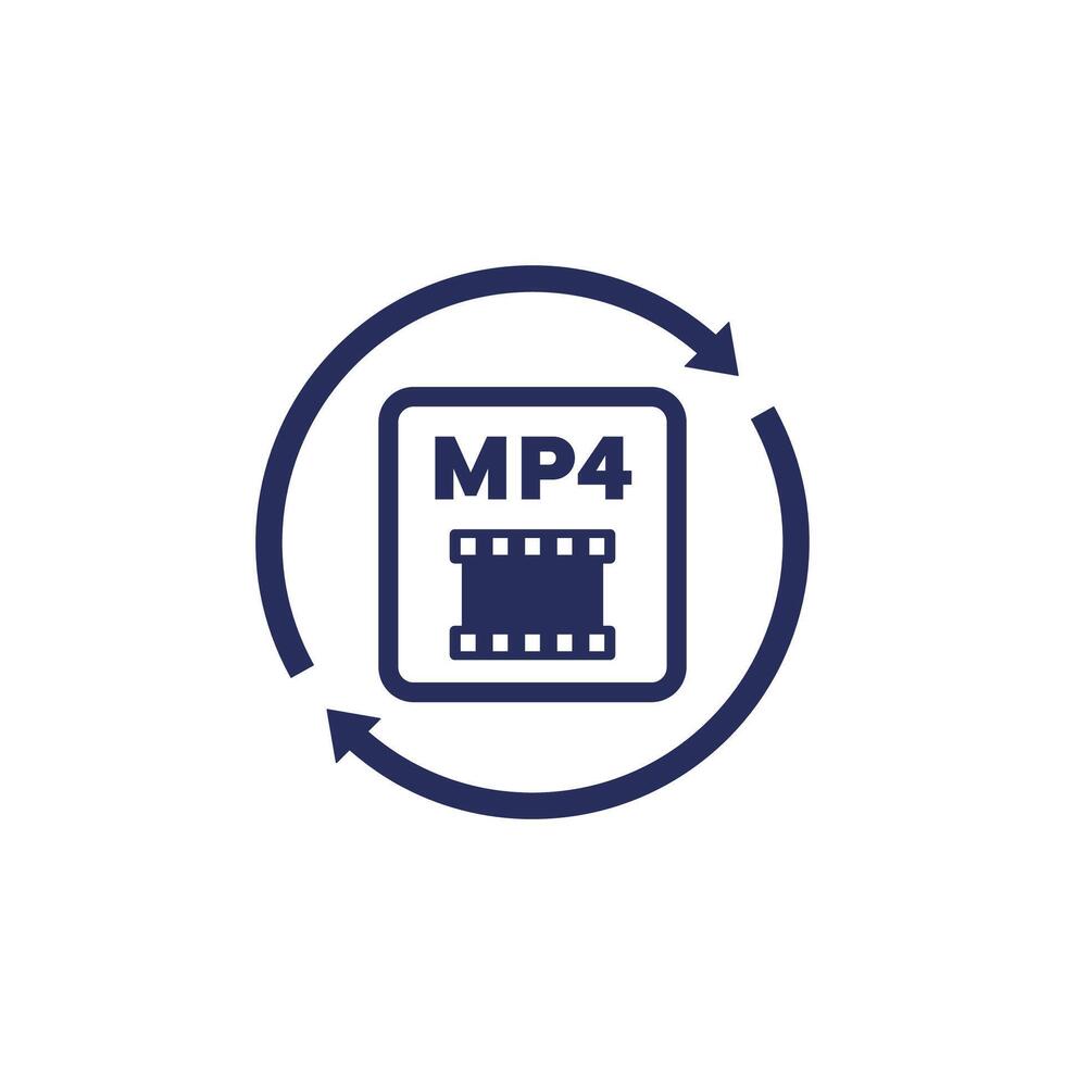 convert to mp4 file icon on white vector
