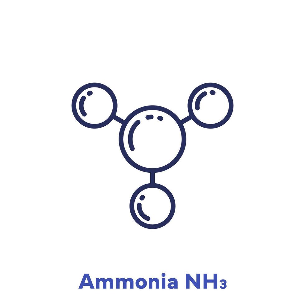 Ammonia, NH3 molecule line icon vector
