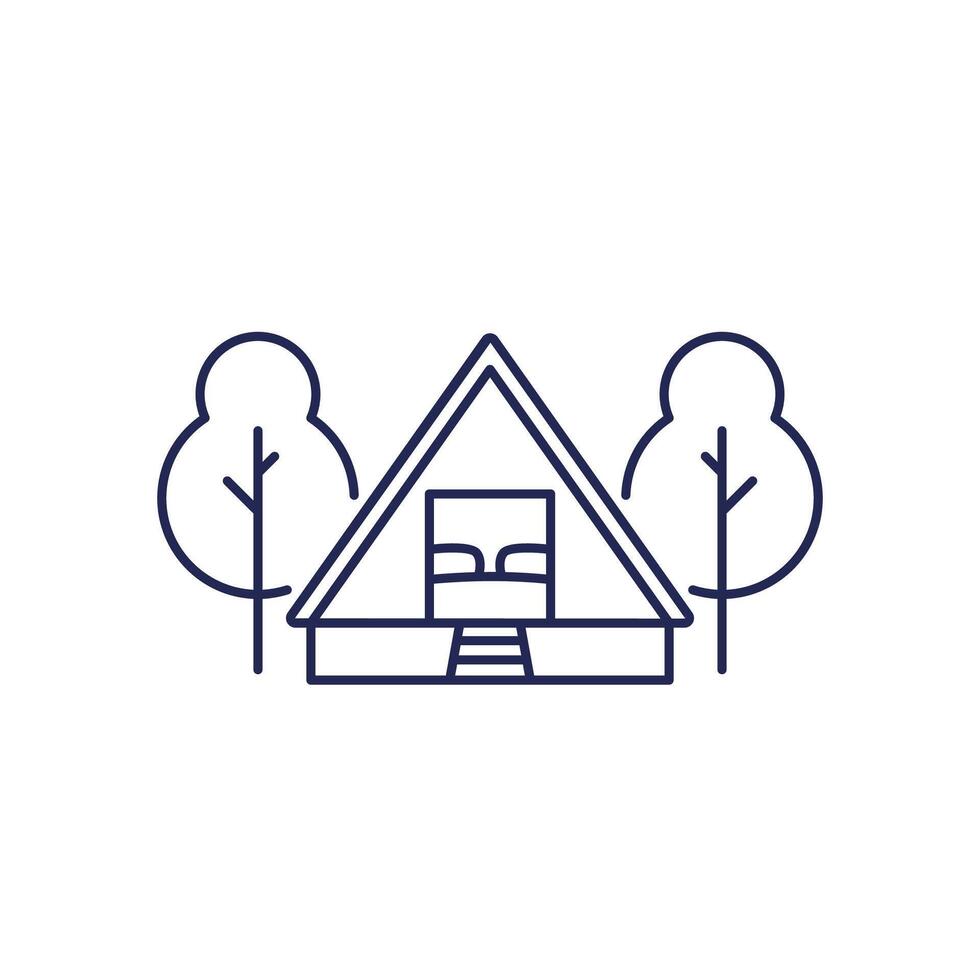 log cabin line icon on white vector