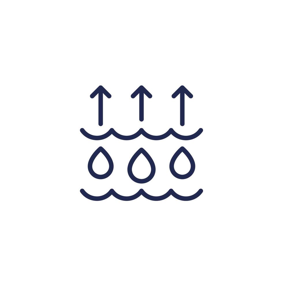 evaporation of water line icon vector