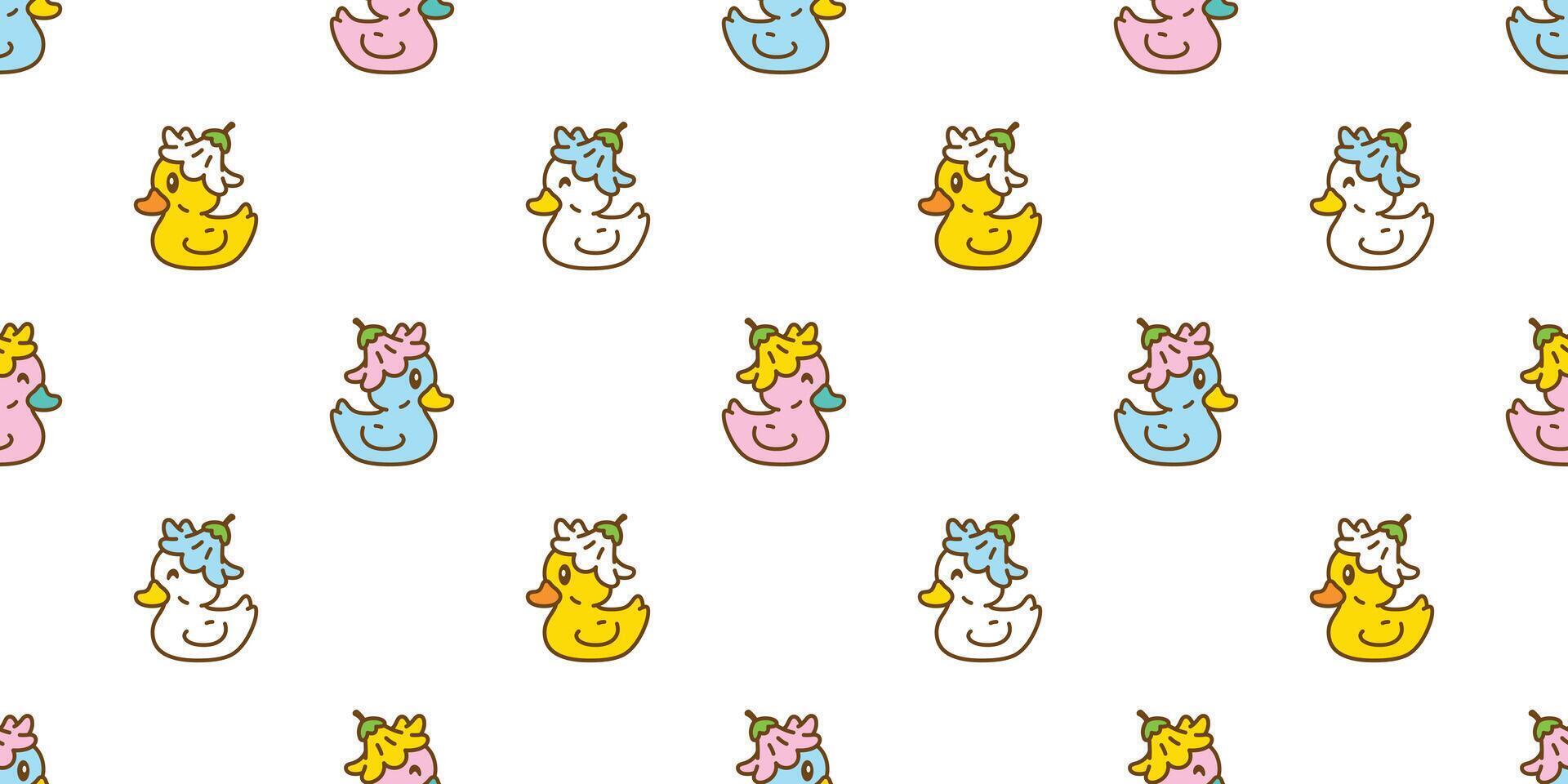 duck seamless pattern daisy flower rubber duck shower wave bathroom toy ocean swimming pool bird chicken pet scarf isolated cartoon animal tile wallpaper repeat background doodle illustration p vector