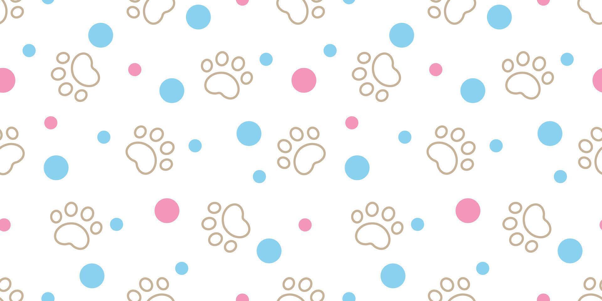 dog paw seamless pattern cat footprint polka dot bear french bulldog cartoon gift wrapping paper tile background repeat wallpaper illustration doodle design scarf isolated vector