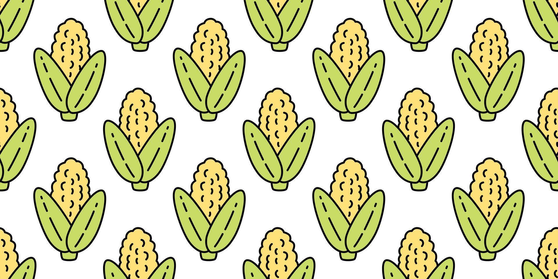 corn seamless pattern fruit plant food farm cartoon character scarf isolated repeat wallpaper tile background gift wrapping paper illustration doodle design vector