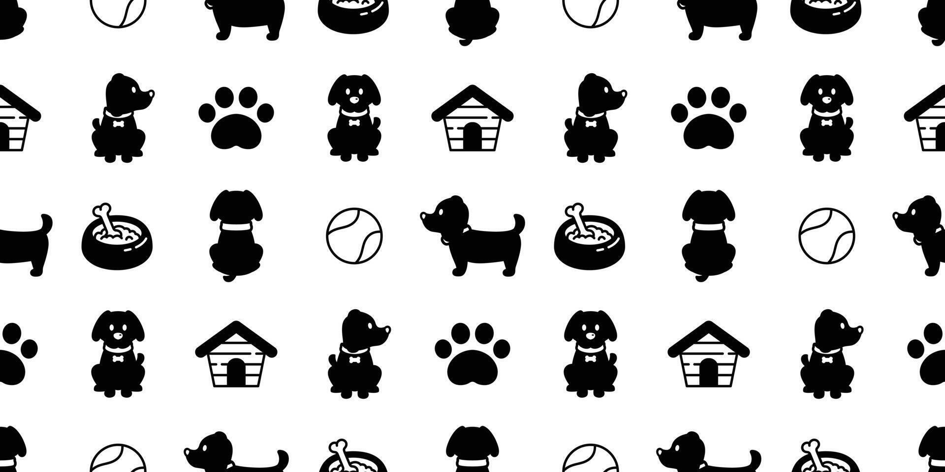 dog seamless pattern french bulldog footprint paw pet food bowl puppy house breed character cartoon repeat wallpaper isolated tile background gift wrapping paper doodle illustration design clip vector