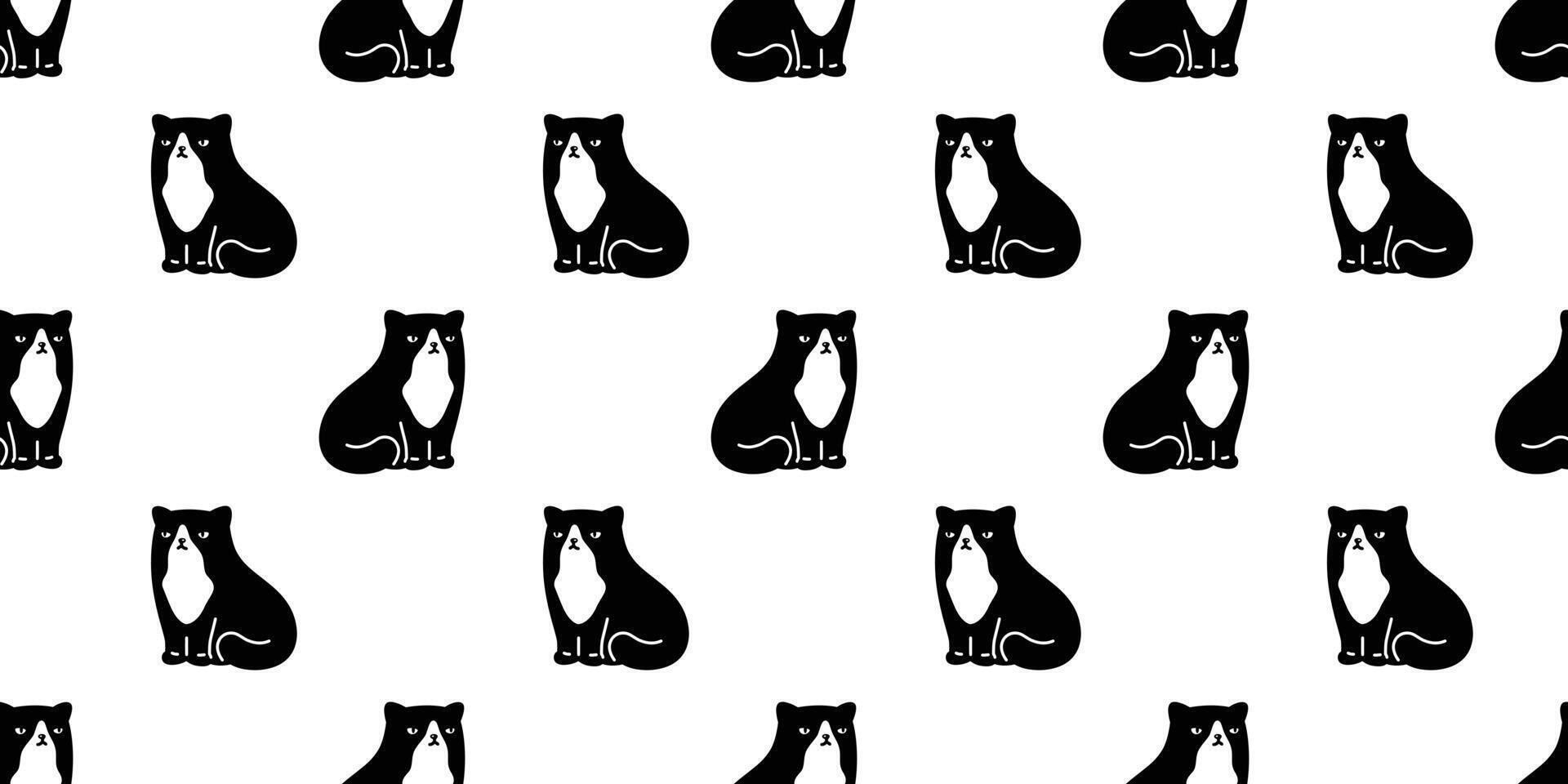 cat seamless pattern kitten calico neko breed cartoon character pet tile background repeat wallpaper animal doodle illustration design scarf isolated vector