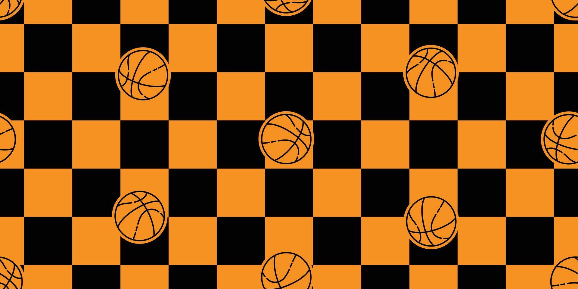 basketball seamless pattern checked ball sport cartoon scarf isolated repeat wallpaper tile background gift wrapping paper illustration doodle design vector