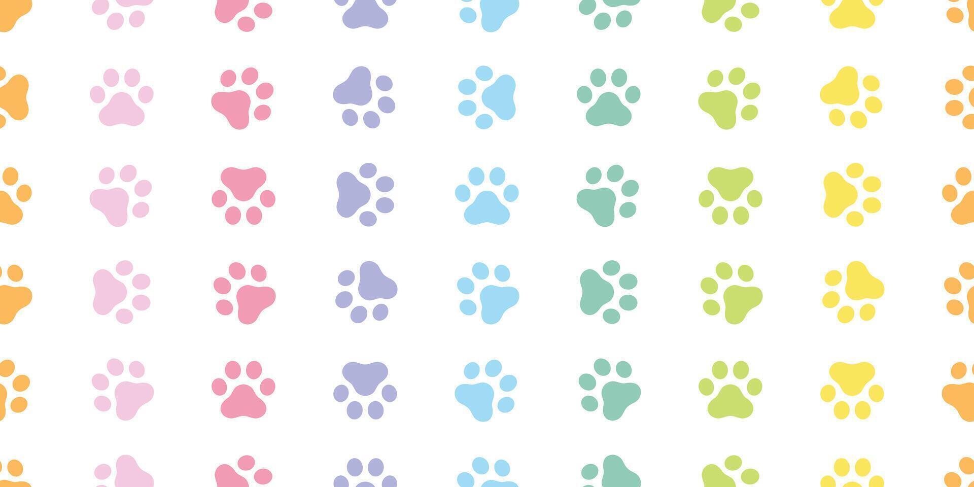 dog paw seamless pattern footprint cat rainbow color french bulldog icon puppy kitten cartoon doodle isolated repeat wallpaper tile background illustration design clip art vector