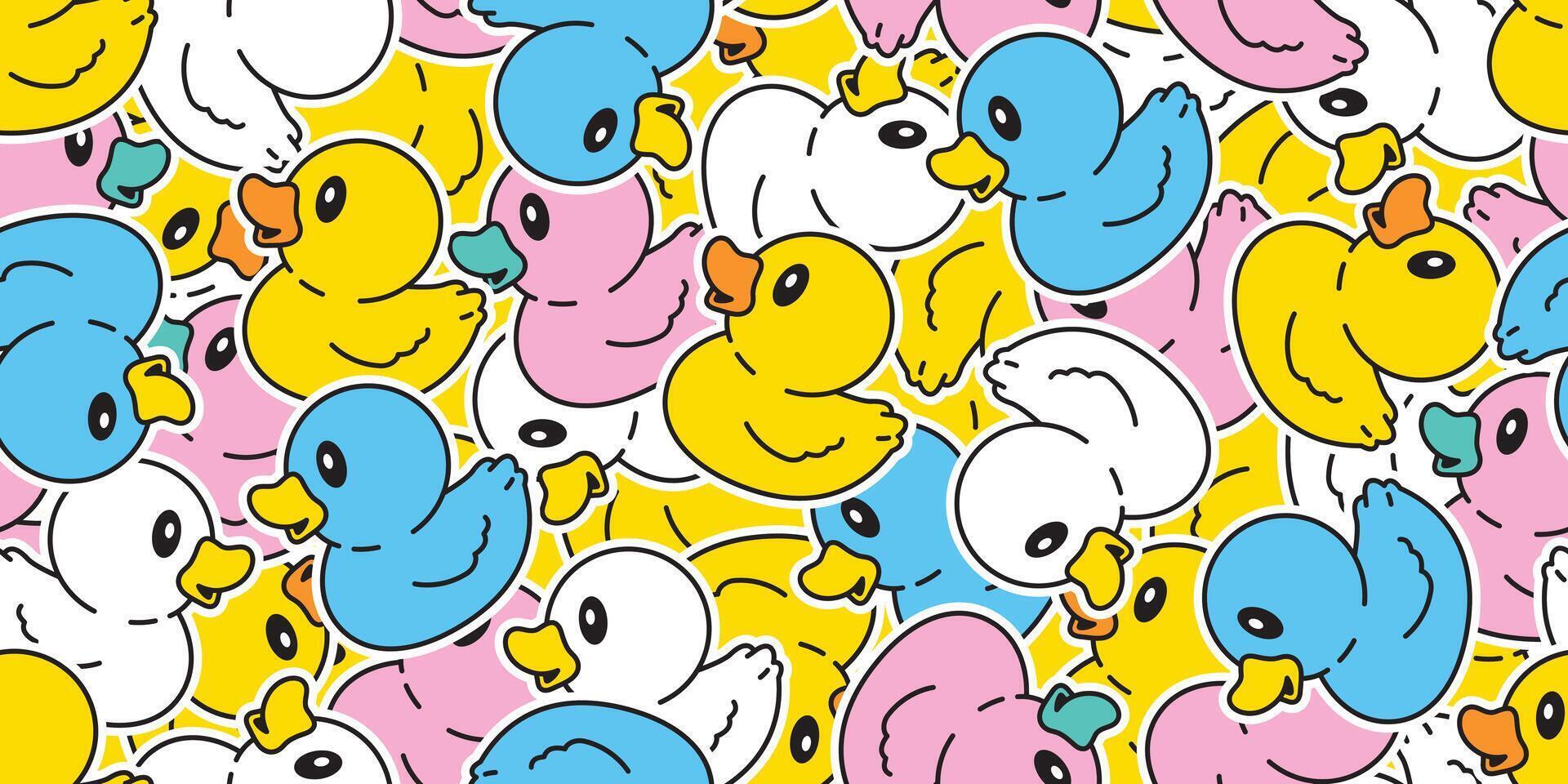 duck seamless pattern rubber duck shower bathroom toy chicken bird pet scarf isolated cartoon animal tile wallpaper repeat background doodle illustration pastel design vector