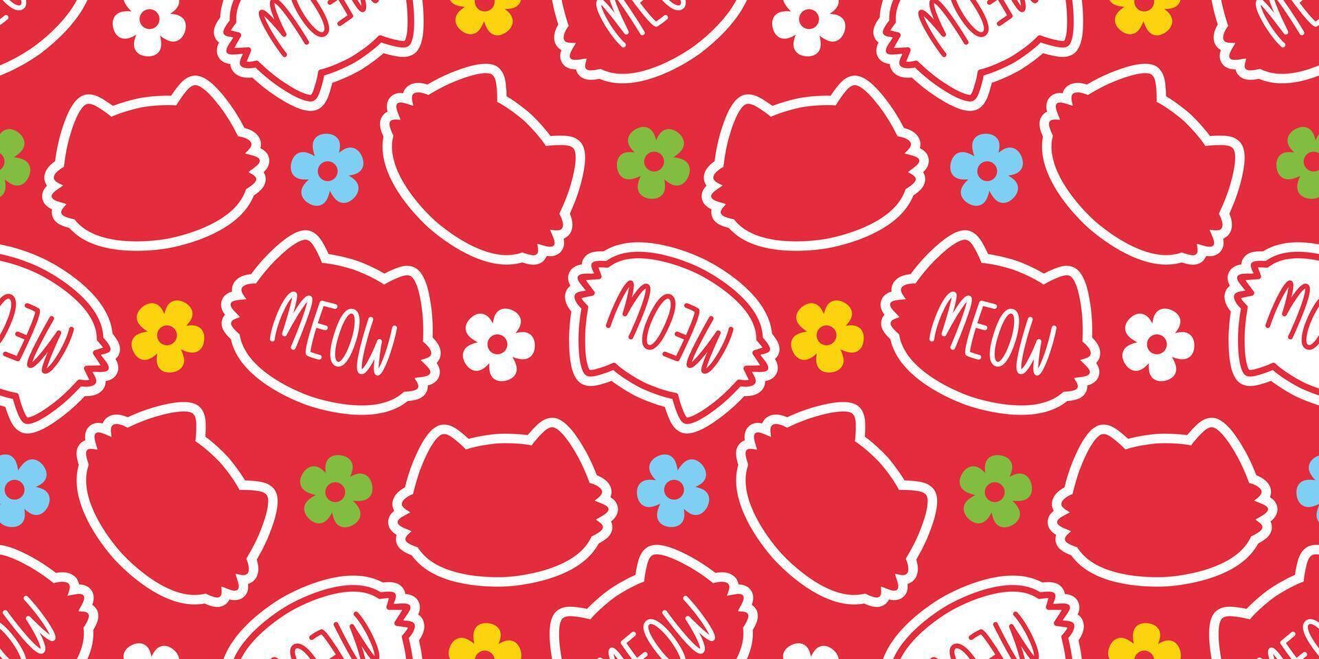 cat seamless pattern meow kitten pet repeat background tile wallpaper cartoon doodle illustration design scarf isolated vector