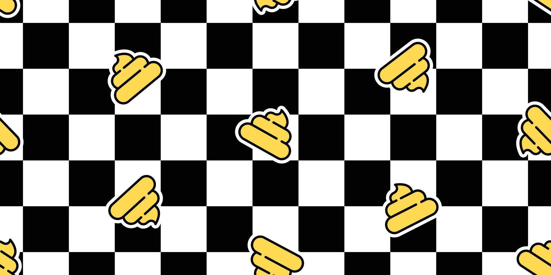 Poo seamless pattern checked toilet dog puppy tile background repeat wallpaper gift wrapping paper icon cartoon illustration design scarf isolated vector