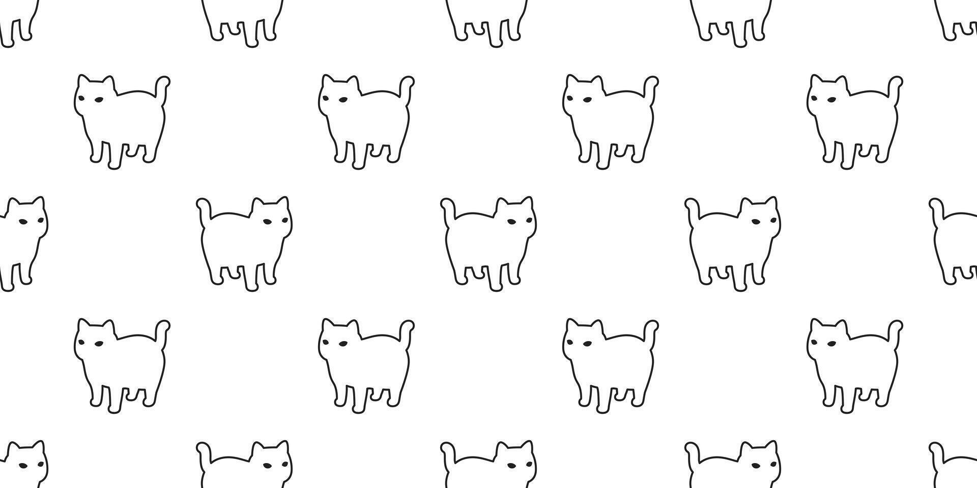 cat seamless pattern calico kitten neko breed character cartoon pet tile background repeat wallpaper doodle animal illustration scarf isolated vector