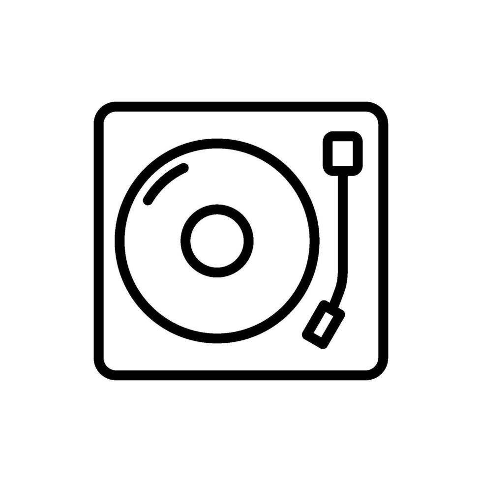 Turntable outline icon. Editable stroke. Party, holiday symbol vector