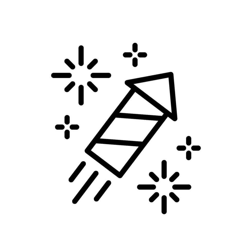 Firework rocket outline icon. Editable stroke. Birthday, holiday, Christmas, New Year symbol vector