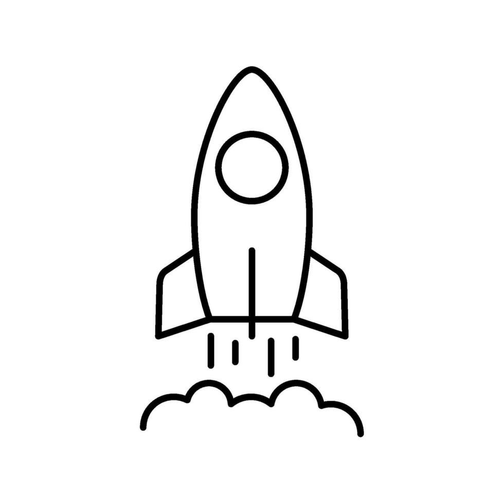 Rocket ship outline icon. Editable stroke vector