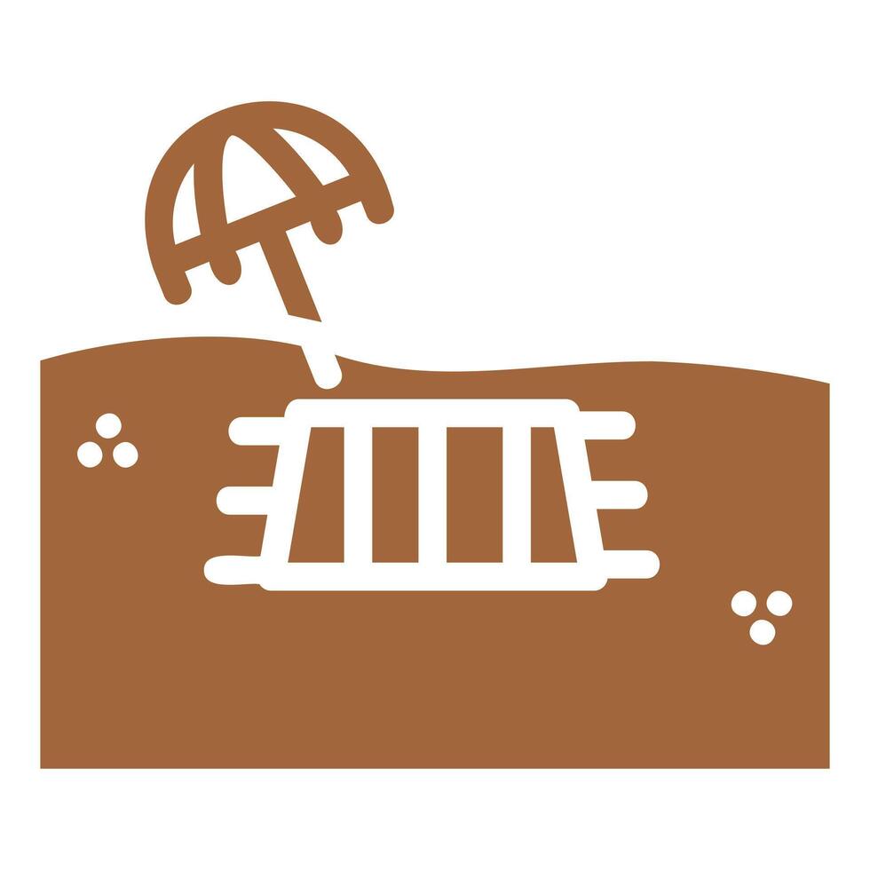 Beach Umbrella Over a Buried Treasure Chest vector